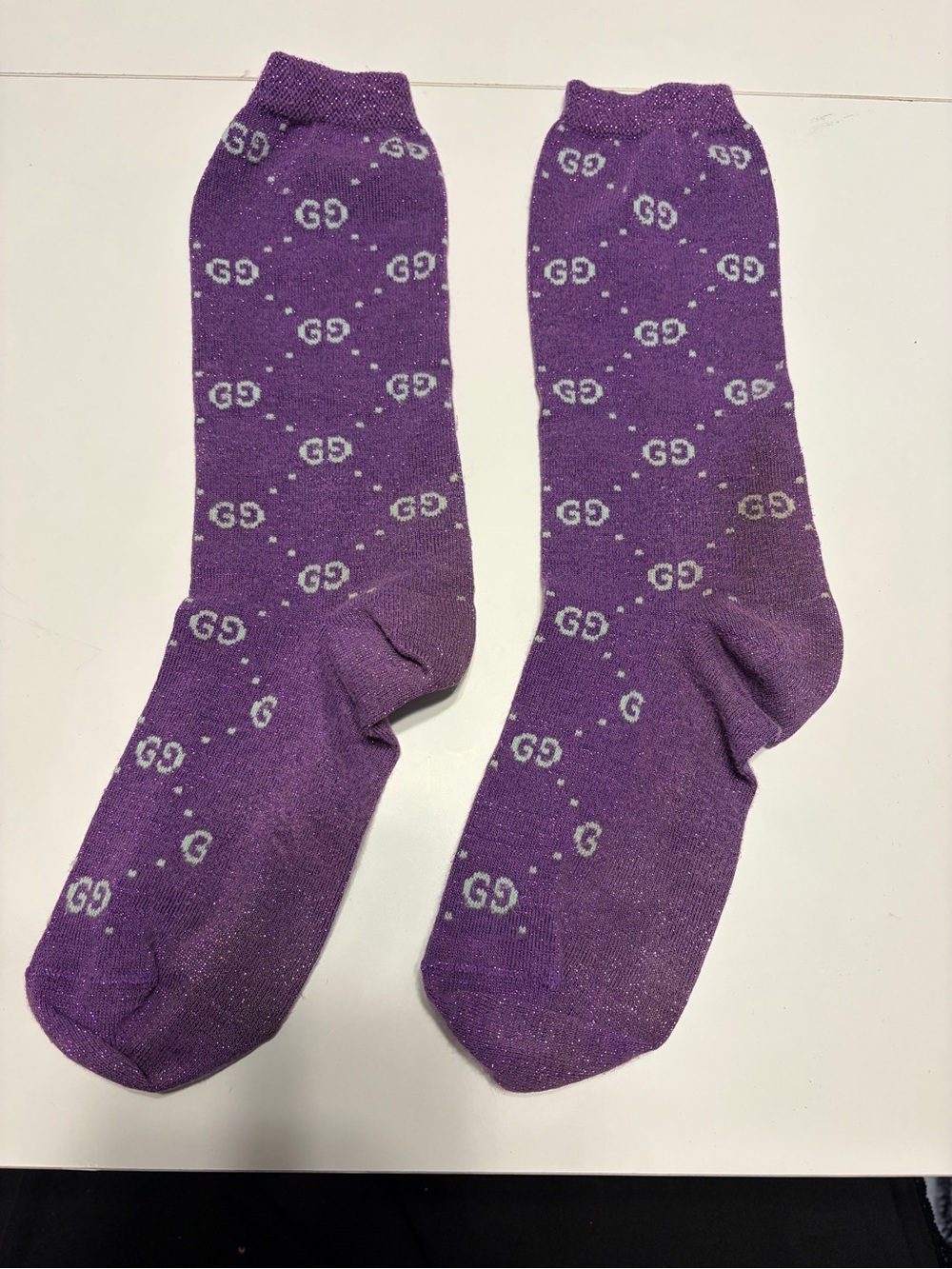 Gucci Gucci Purple GG Logo Crew Socks - Men